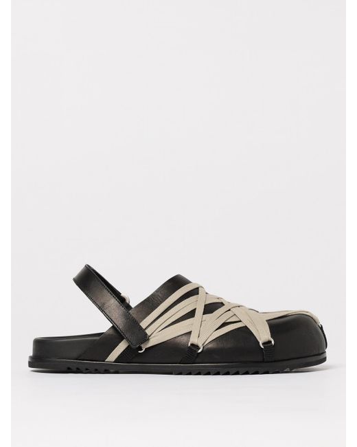 Rick Owens Black Megalace Leather Slingback Clogs for men