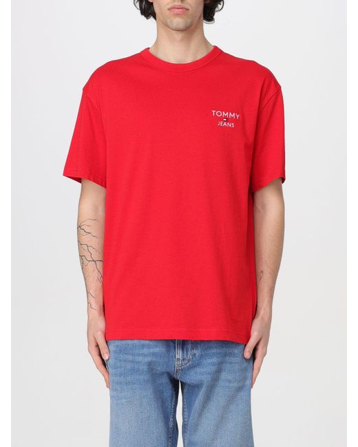 T-shirt in cotone di Tommy Hilfiger in Red da Uomo