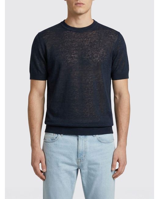 Zanone Rundhals-Pullover Aus Leinen Und Baumwolle in Blue für Herren