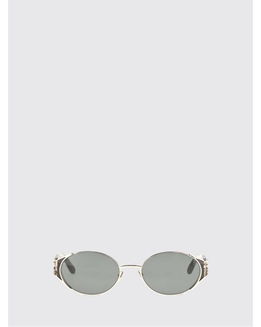 Saint Laurent White Oval Tortoiseshell Acetate Sunglasses With Ysl Monogram