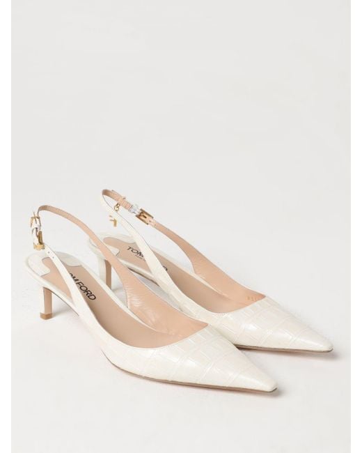 Slingback in pelle stampa cocco di Tom Ford in Natural