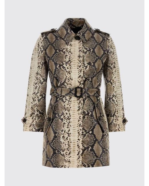 Burberry Natural Python-Print Cropped Single-Breasted Trench Coat