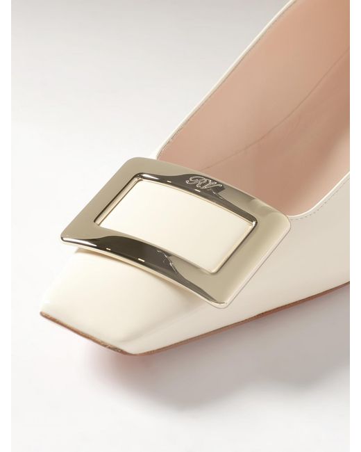 Roger Vivier Natural Belle Vivier Patent Leather Ballerinas