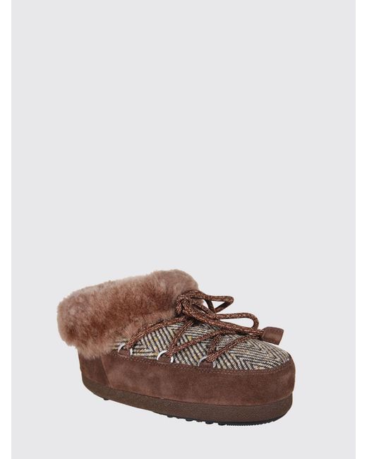 Moon Boot Brown Evx Chalet Suede And Chevron Knit Ankle Boots Guest