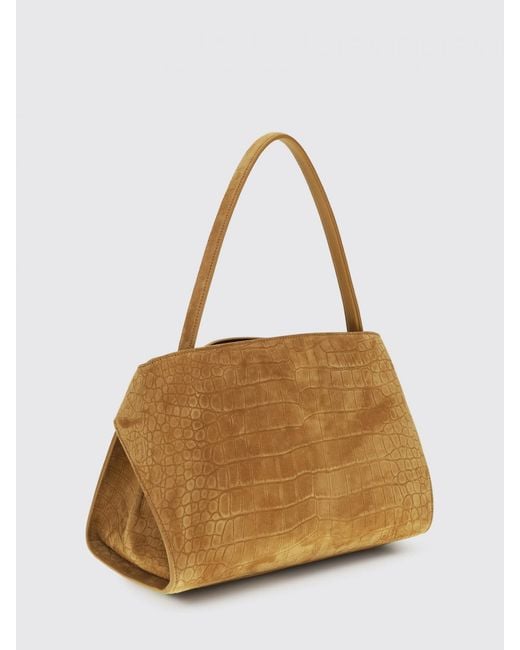 Ferragamo Natural Hug M Croc-Print Suede Bag