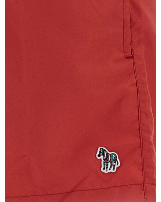 Paul Smith Red Recycled Polyester Swim Trunks for men