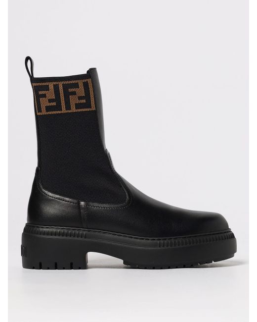 Botines Planos Mujer Fendi de color Black