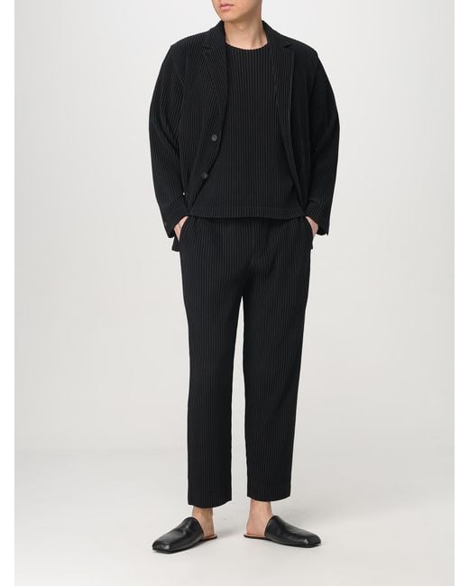 Homme Plissé Issey Miyake Black Pleated Short Sleeve Tshirt for men