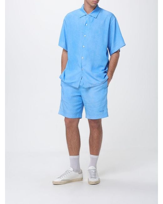 MSGM Blue Lyocell Jogging Shorts for men