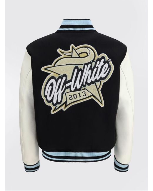 Off-White c/o Virgil Abloh Blue Wool Blend Varsity Jacket for men
