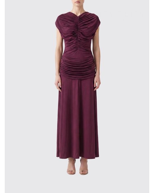 Self-Portrait Purple Draped V-Neck Jersey Maxi Dress