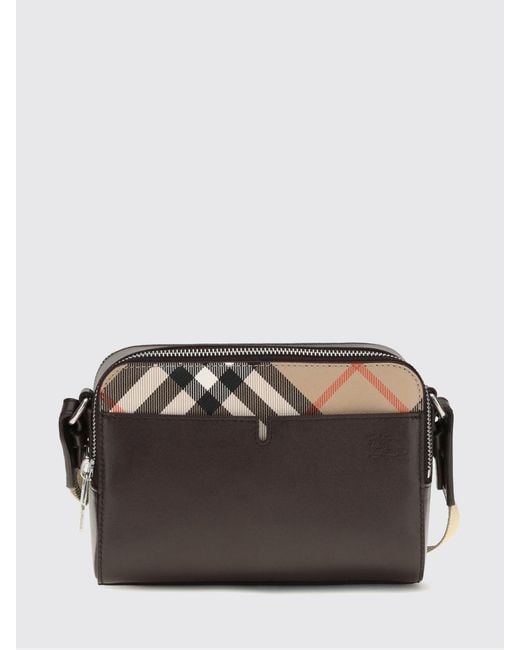 Burberry Gray Check Calfskin Shoulder Bag for men