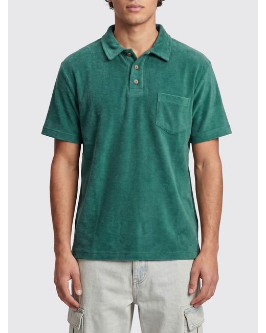 Howlin' By Morrison Green Short-Sleeved Cotton-Blend Polo Shirt With A Chest Patch Pocket for men