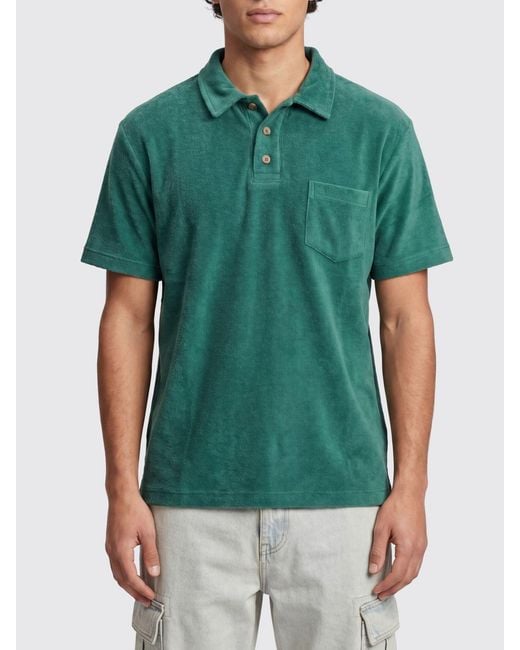 Howlin' By Morrison Green Short-Sleeved Cotton-Blend Polo Shirt With A Chest Patch Pocket for men
