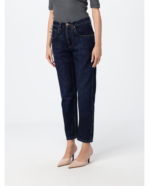 Brunello Cucinelli Blue High-Waisted Straight-Leg Cropped Jeans