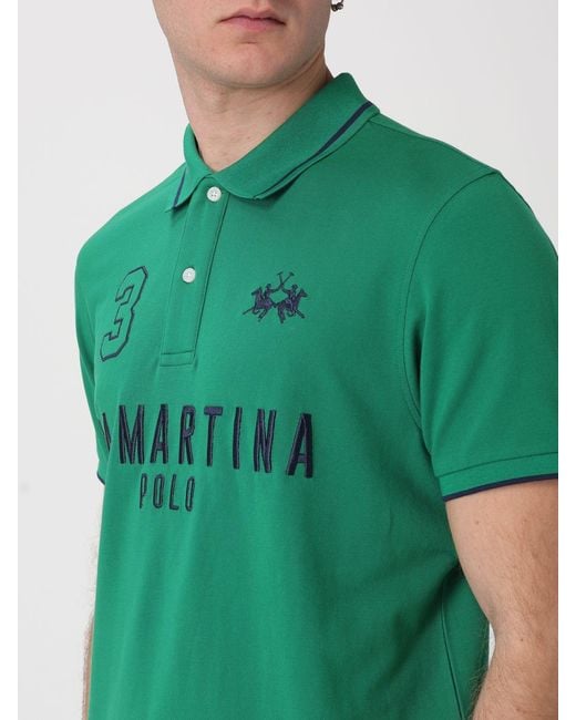 La Martina Green Cotton Polo Shirt for men