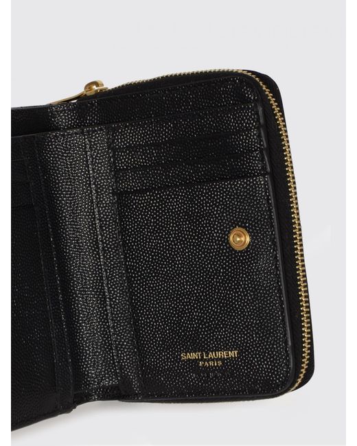 Saint Laurent Black Cassandre Grained Leather Wallet