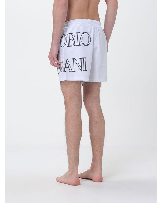 Emporio Armani Blue Boxer Swimsuit With Logo for men