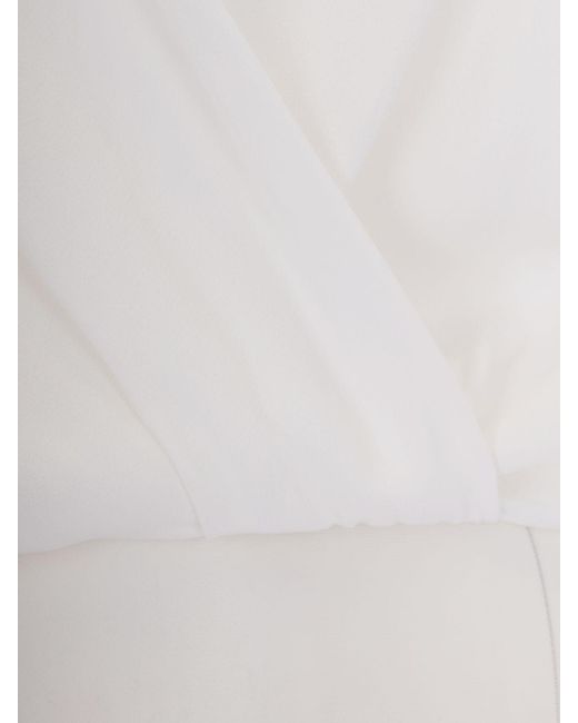 Elisabetta Franchi White Georgette Bodysuit Blouse
