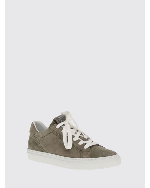 Brunello Cucinelli Brown Suede Sneakers With Monile