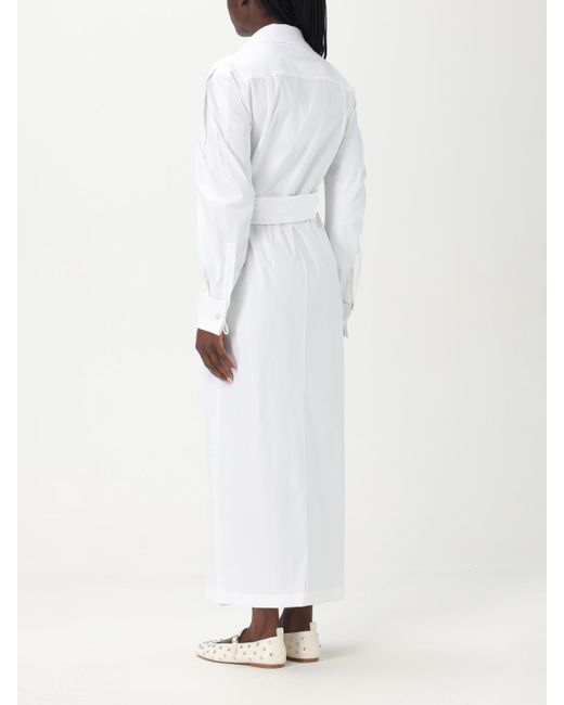 Max Mara White Elegant Wrap Dress With Long Sleeves And Flowing Silhouette