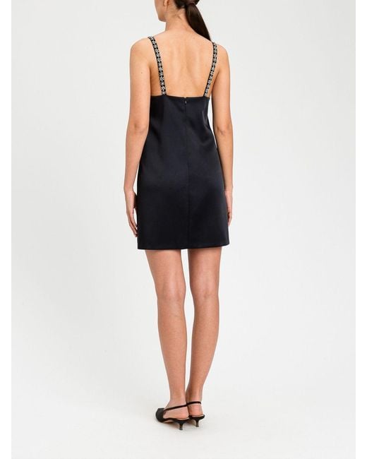 Twinset Black Mini Crepe Dress With Rhinestones