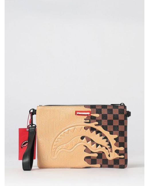 Sprayground Natural Henny Melt Mini Check Pattern Coated Cotton Crossbody Bag for men