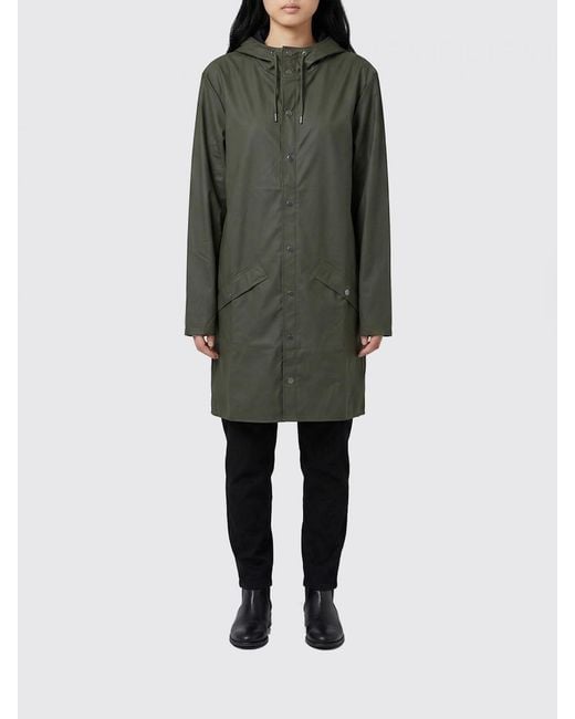 Rains Green Hooded Waterproof Polyester Raincoat
