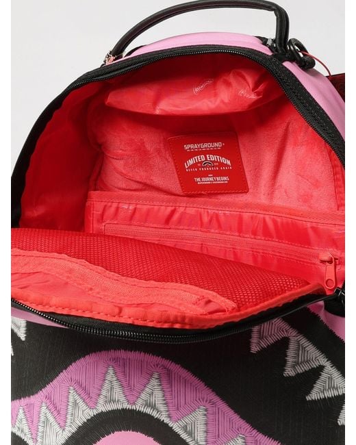 Sprayground Pink Pvc Backpack With All-Over Logo Print And Laptop Pocket for men