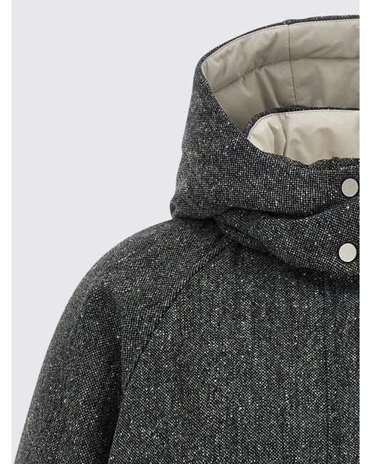 Brunello Cucinelli Gray Relaxed Fit Padded Wool-Blend Bomber Jacket With Hood