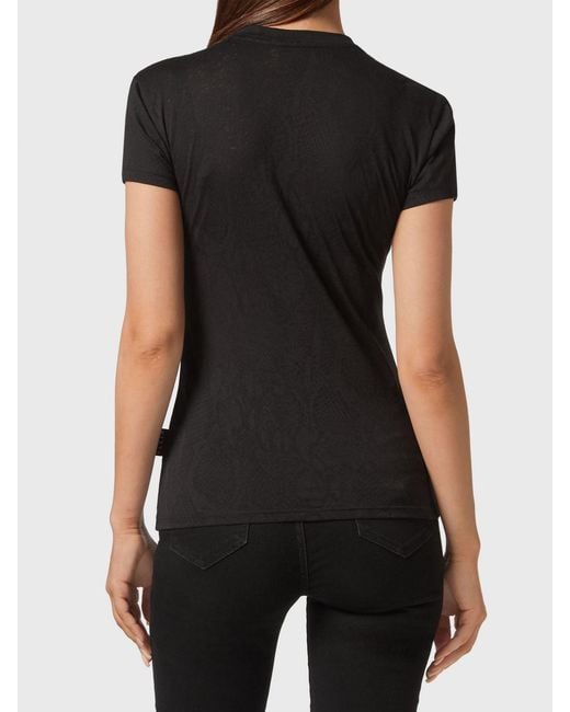 Philipp Plein Black Slim Fit Cotton T-Shirt With Skull Print And Rhinestones
