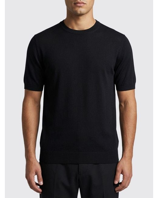 Fedeli Black Basic Cotton Crew Neck Knit for men