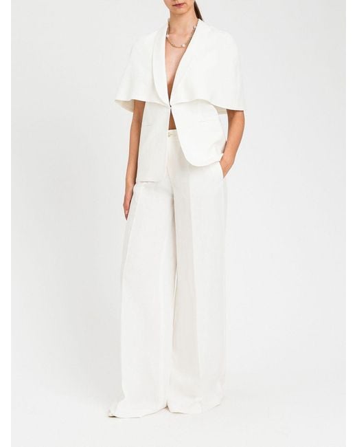 Twinset White Viscose Palazzo Trousers