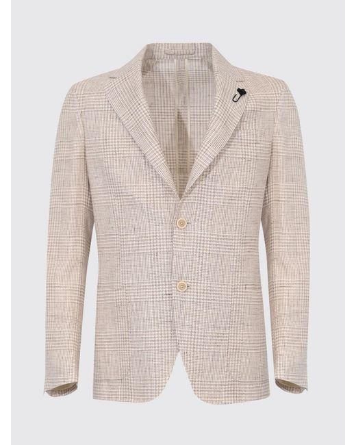 Lardini Natural Single-Breasted Linen Blend Blazer for men