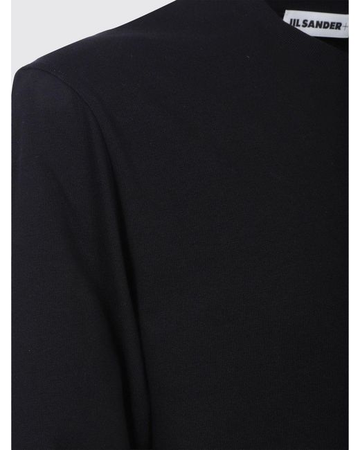 Jil Sander Blue Long-Sleeved Cotton T-Shirt With Crew Neck for men