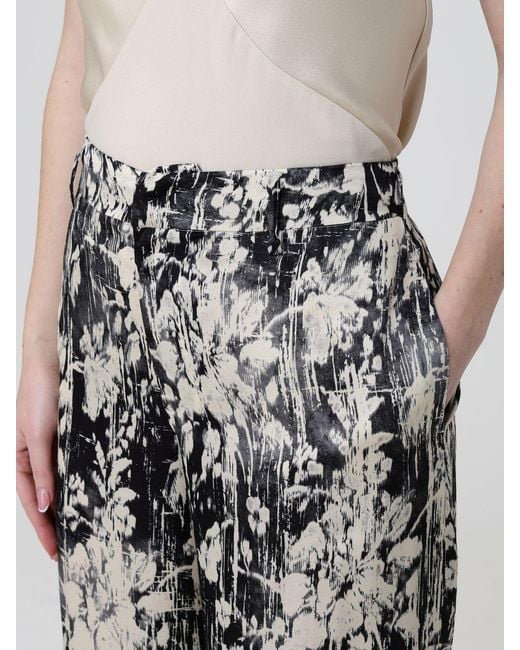 PT Torino Black Floral Print Viscose Palazzo Pants