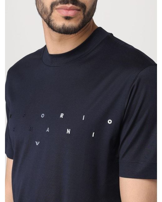 T-shirt con logo lettering di Emporio Armani in Blue da Uomo