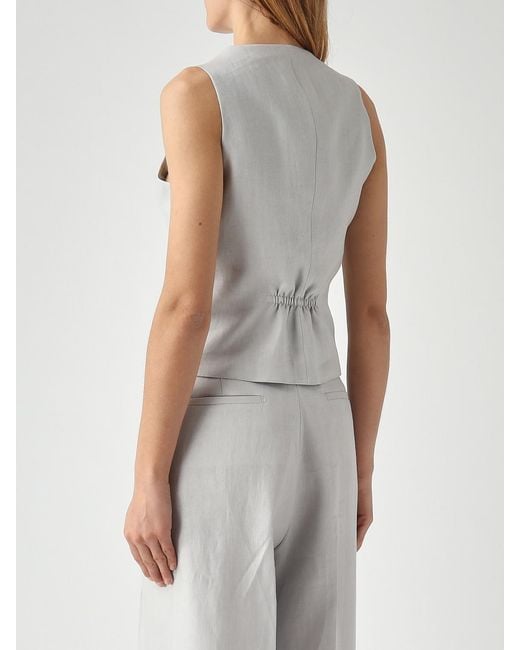 Tagliatore White Linen Single-Breasted Vest