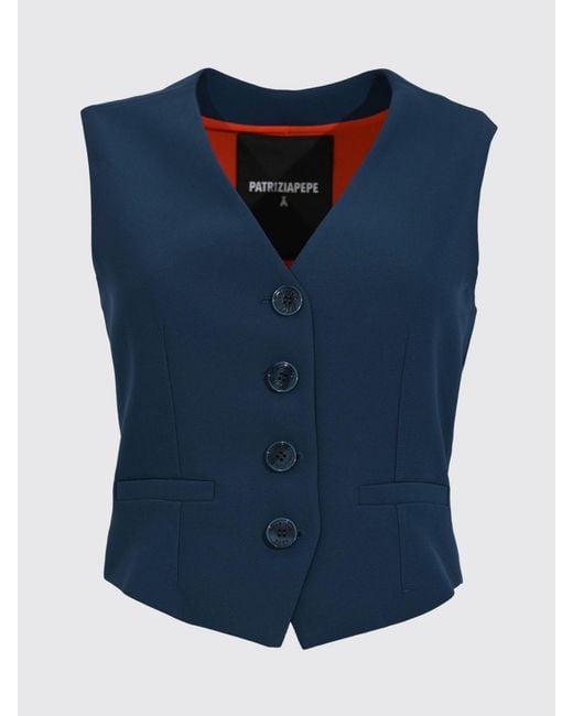 Patrizia Pepe Blue Single-Breasted Vest