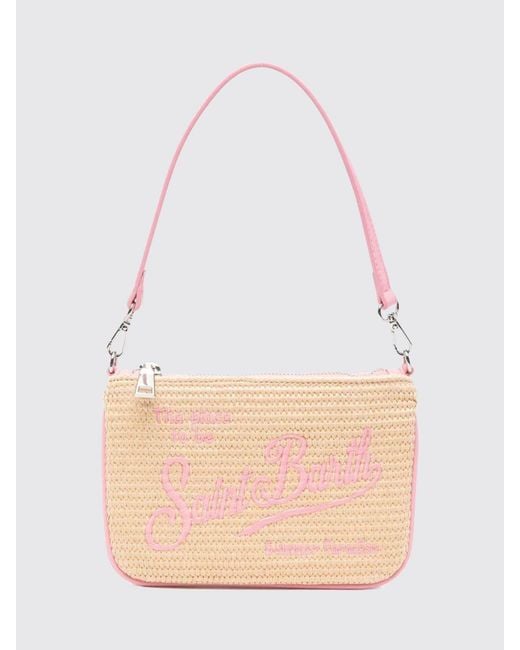 Mc2 Saint Barth White Parisienne Raffia Bag With Embroidered Logo