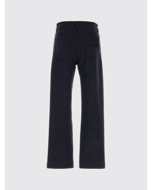 Fendi Blue Monogram Denim Straight Jeans for men