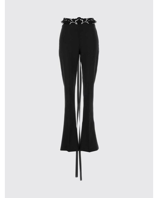 Blumarine Black Low-Rise Flared Crêpe Pants With Lace Inserts