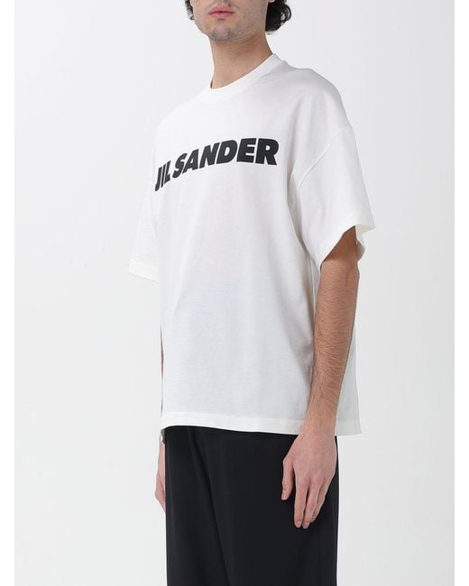 Jil Sander White Cotton T-Shirt With Logo for men