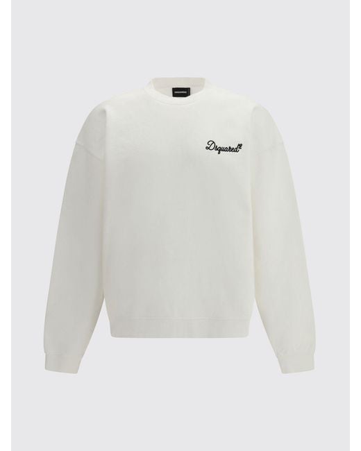 DSquared² White Cotton Crewneck Sweatshirt With Logo for men