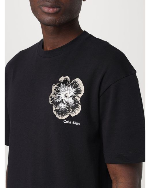 T-shirt con fiore di Calvin Klein in Blue da Uomo