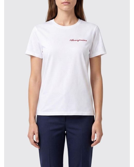 Mc2 Saint Barth White Crewneck Cotton T-Shirt With Graphic Print And Logo