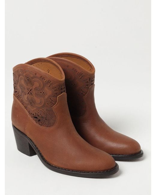 Via Roma 15 Brown Flat Ankle Boots