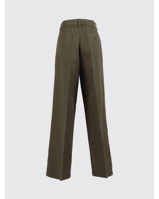 Aspesi Green Cotton And Linen Wide-Leg Trousers