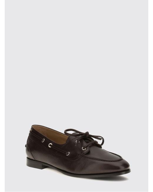 Bally White Plume Leather Boat Loafers