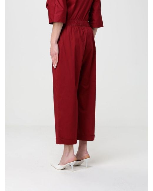 Liviana Conti Red Claude Cotton Blend Cropped Fit Trousers